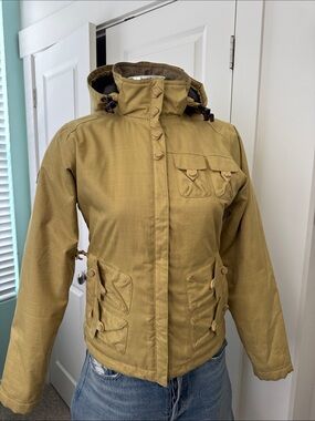 Orange Ski Khaki Hooded  Jacket
